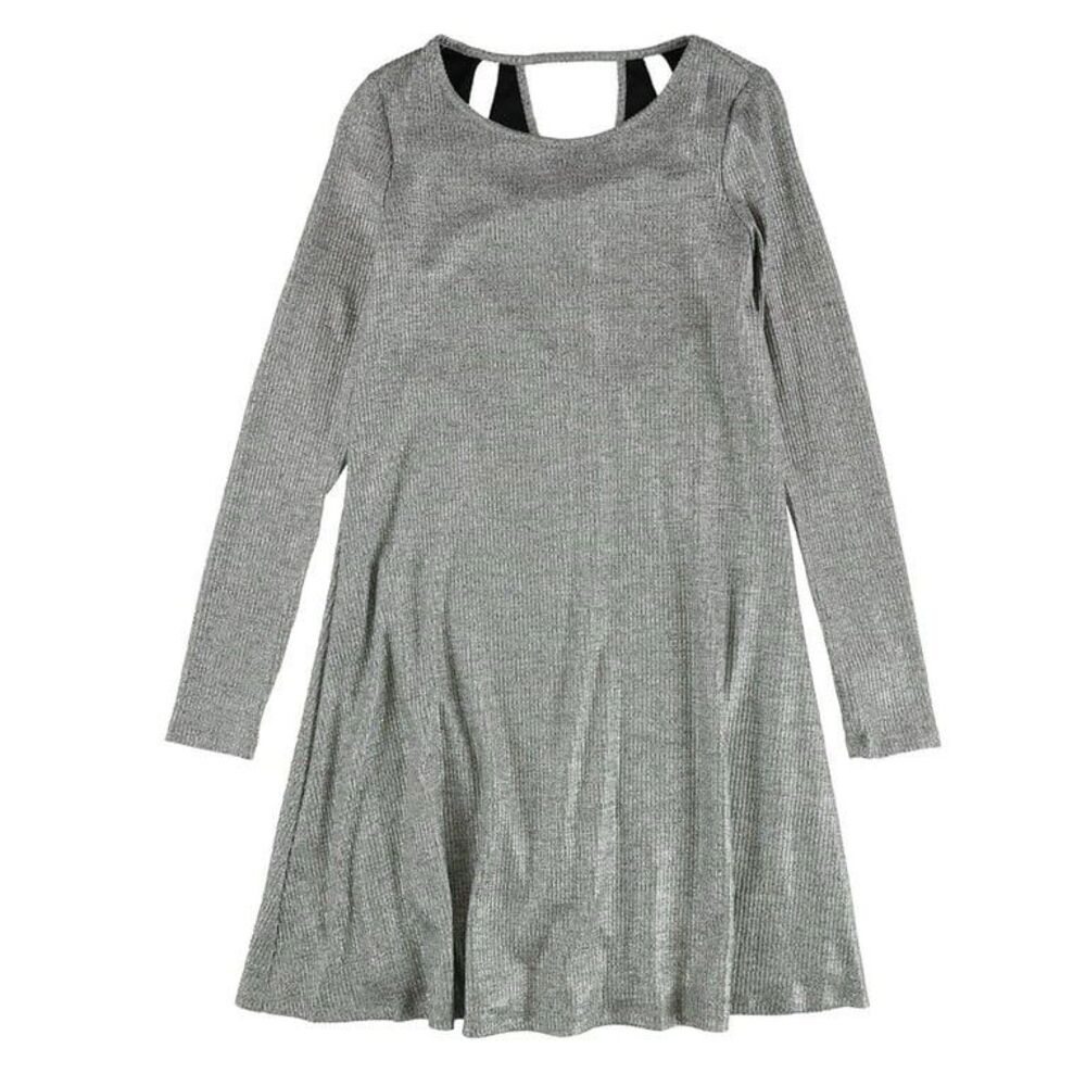 bar Ill Womens Silver Metallic Shift Dress, Metallic Sz L